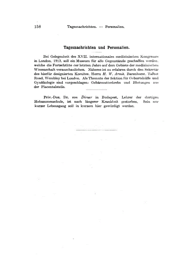 First page of Tagesnachrichten und Personalien