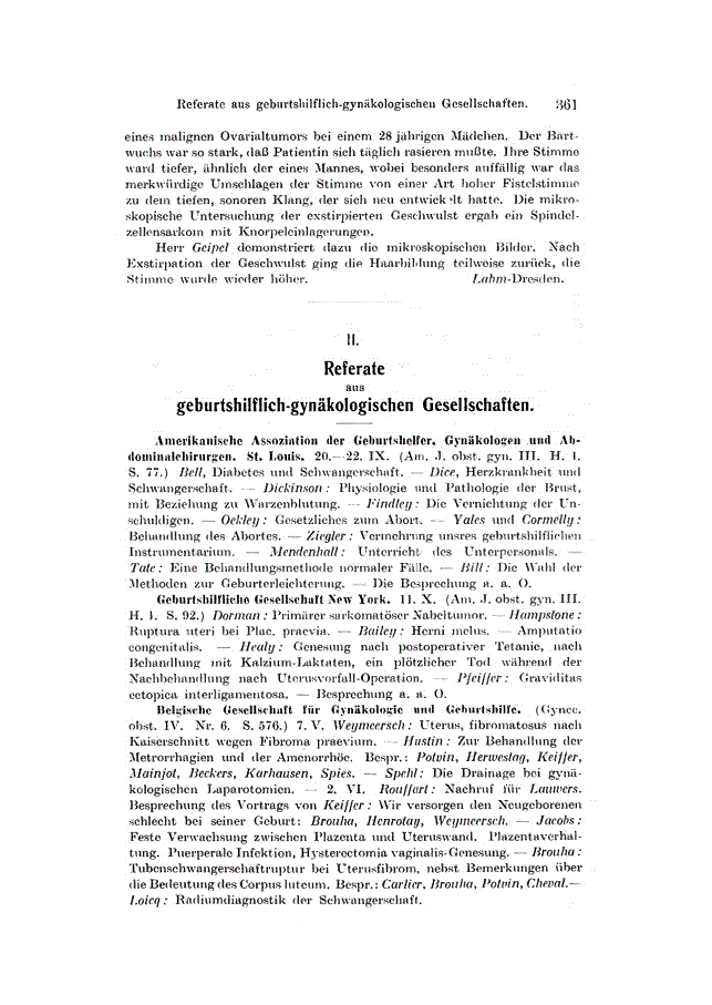 First page of II. Referate aus geburtshilflich-gynäkologischen Gesellschaften