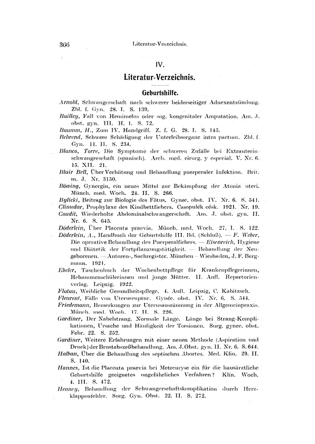 First page of IV. Literatur-Verzeichnis