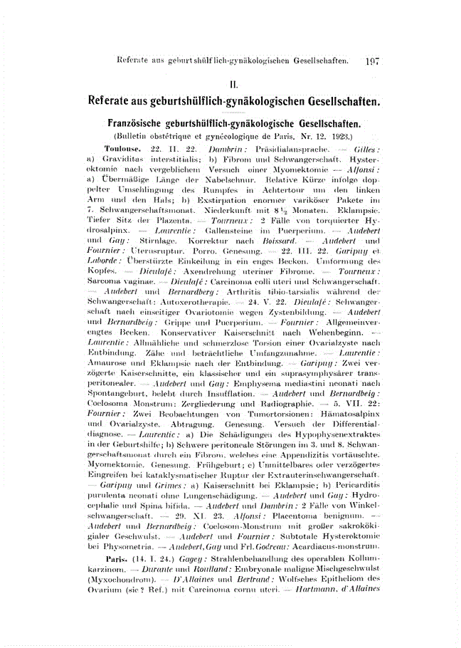 First page of II. Referate aus geburtshülflich-gynäkologischen Gesellschaften