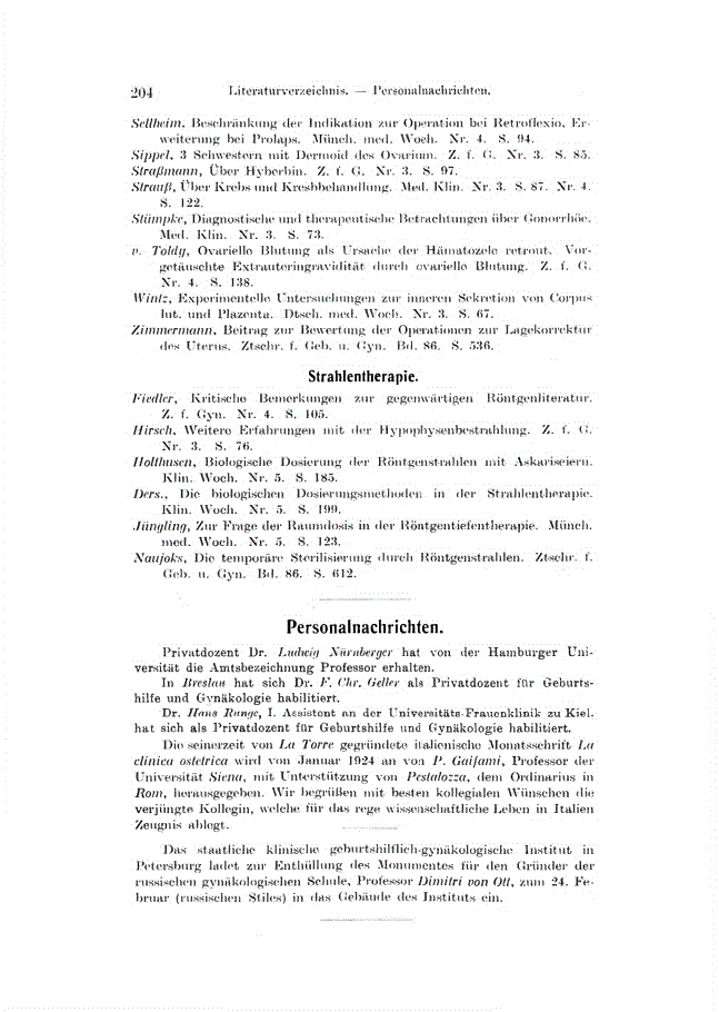 First page of Personalnachrichten