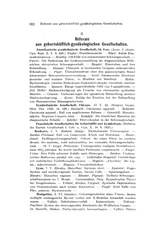 First page of II. Referate aus geburtshülflich-gynäkologischen Gesellschaften