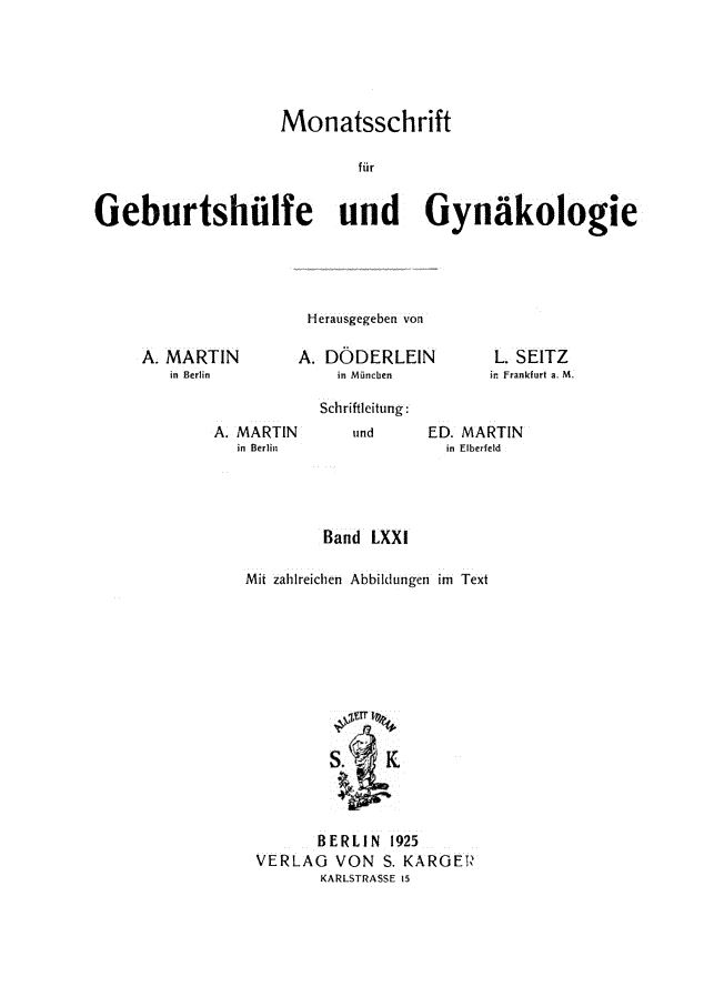 First page of Contents, Vol. 71, 1925