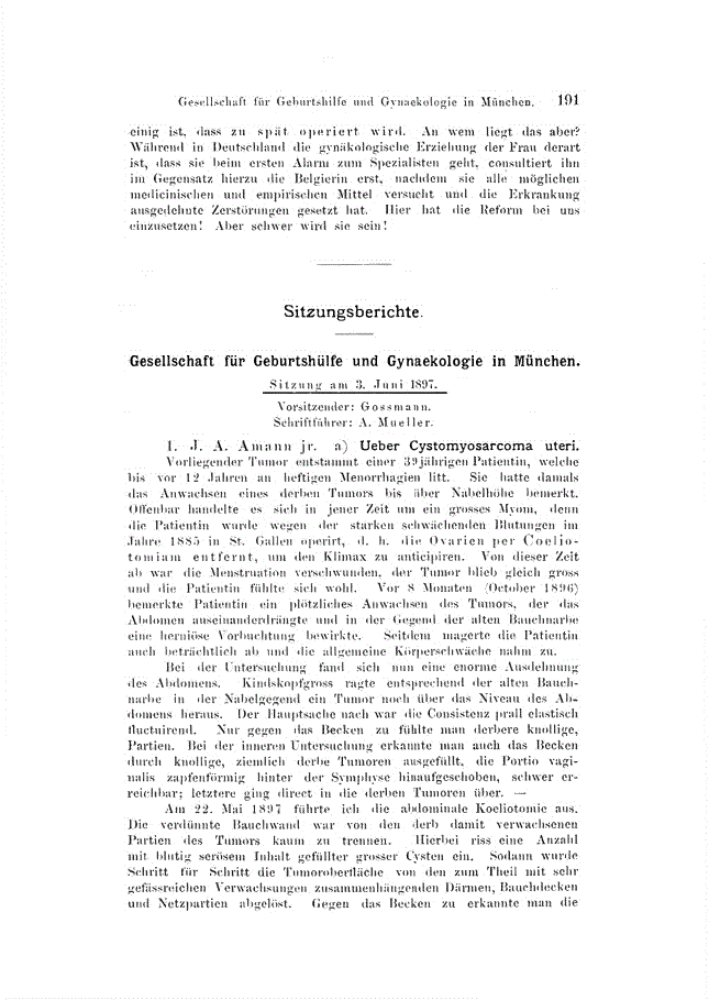 First page of Gesellschaft für Geburtshülfe und Gynaekologie in München
