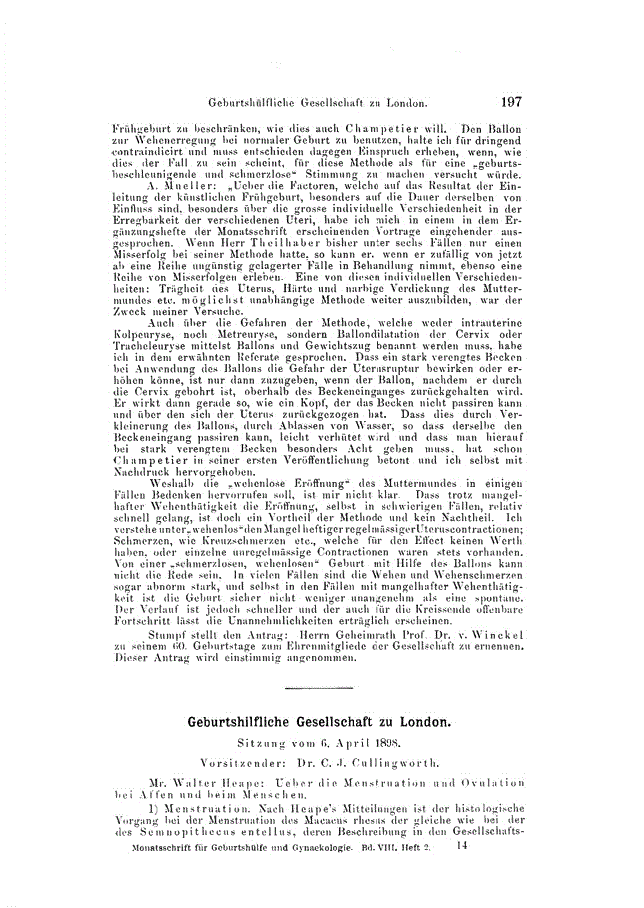 First page of Geburtshilfliche Gesellschaft zu London