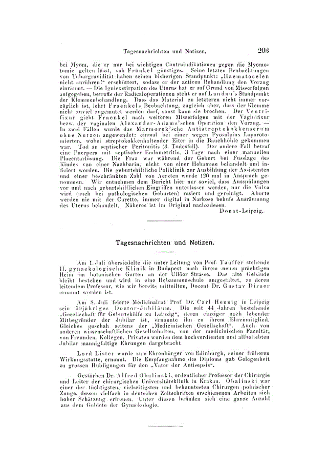 First page of Tagesnachrichten und Notizen