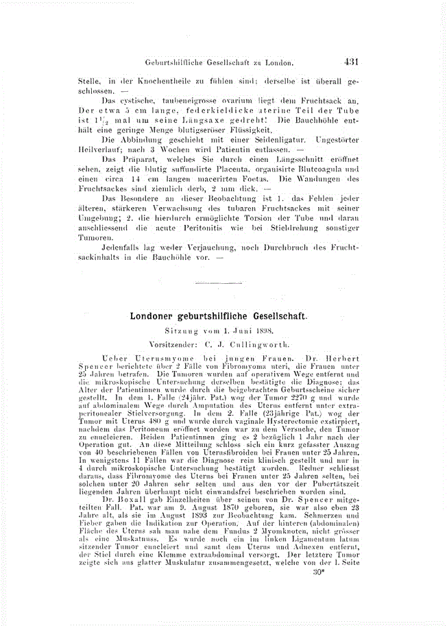 First page of Londoner geburtshilfliche Gesellschaft<subtitle>Sitzung vom 1. Juni 1898</subtitle>