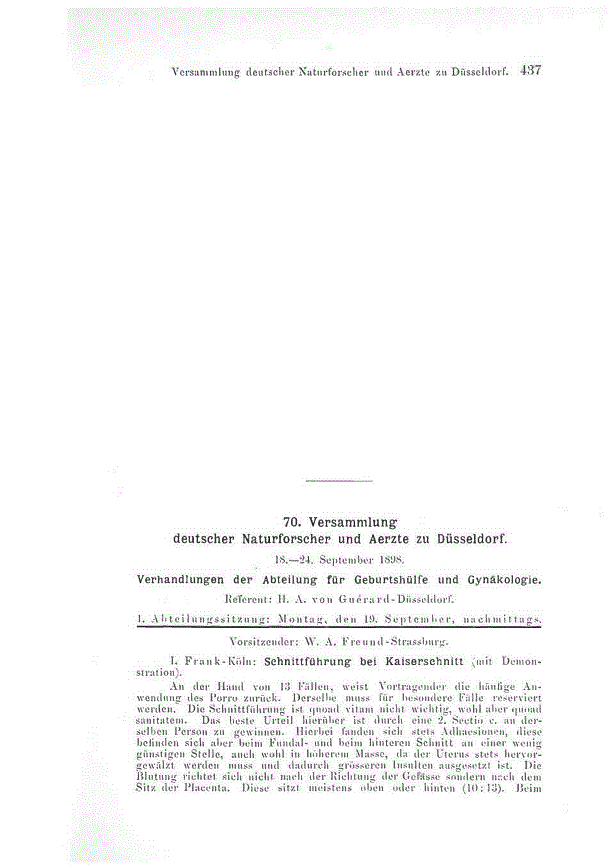 First page of 70. Versammlung deutscher Naturforscher und Aerzte zu Düsseldorf<subtitle>18.–24. September 1898</subtitle>