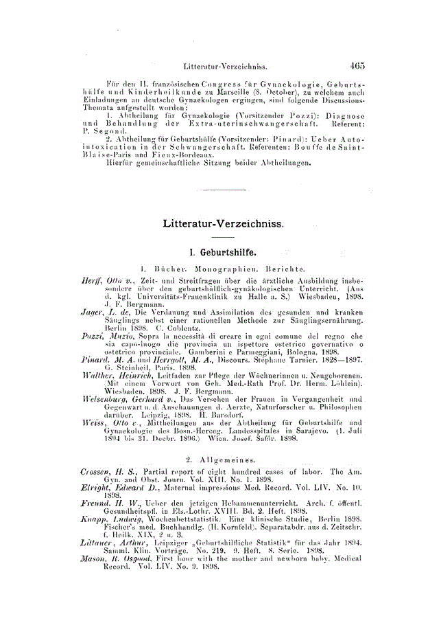 First page of Litteratur-Verzeichniss