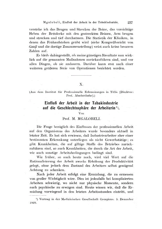 First page of X. Einfluβ der Arbeit in der Tabakindustrie auf die Geschlechtssphäre der Arbeiterin