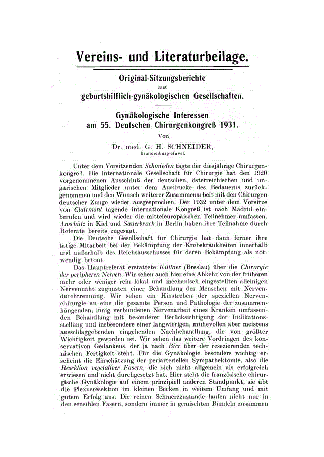 First page of Original-Sitzungsberichte aus geburtshilflich-gynäkologischen Gesellschaften