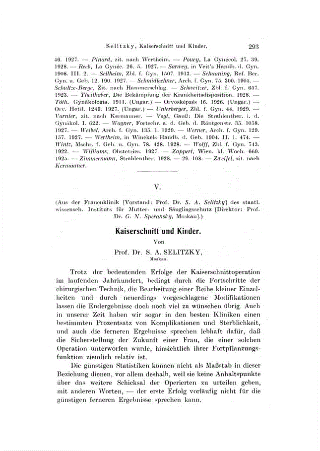 First page of V. Kaiserschnitt und Kinder