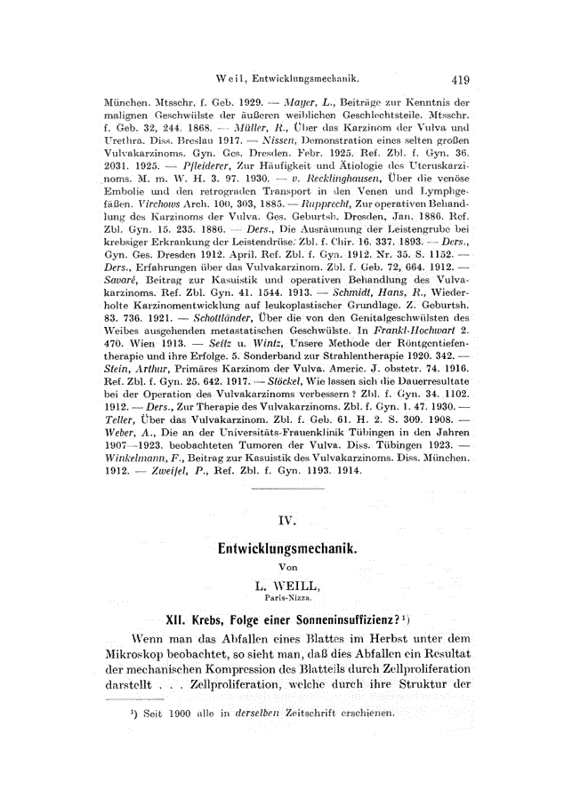 First page of IV. Entwicklungsmechanik