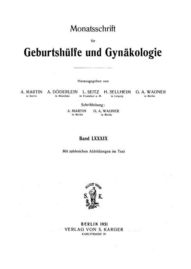 First page of Contents, Vol. 89, 1931