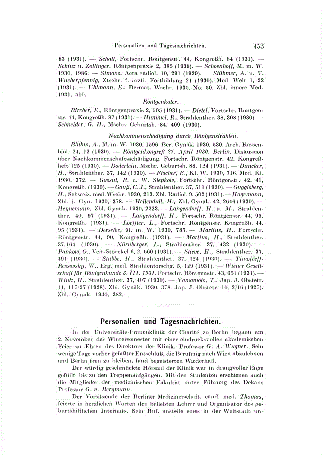 First page of Personalien und Tagesnachrichten