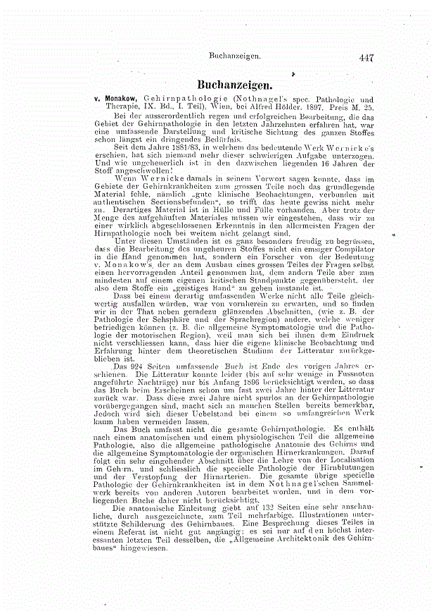 First page of Buchanzeigen. / Personalien und Tages-Nachrichten.