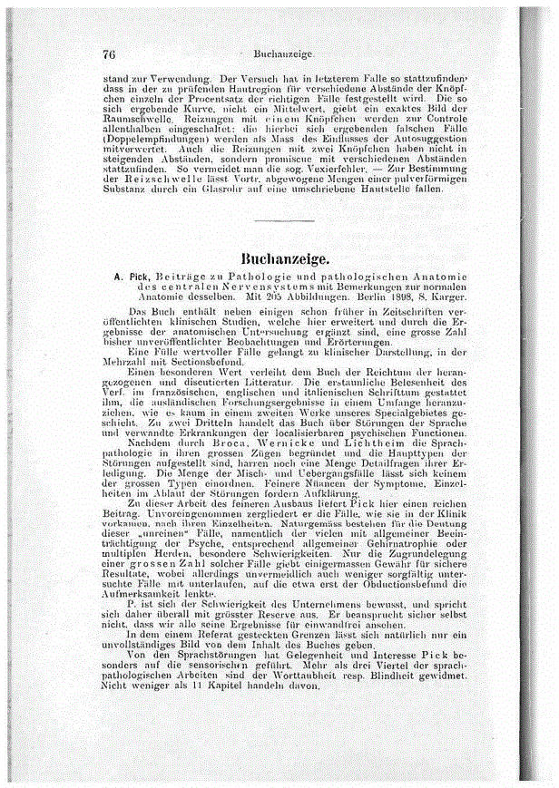 First page of Buchanzeige.