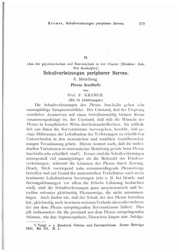 First page of Schußverletzungen peripherer Nerven. 5. Mitteilung. Plexus brachialis