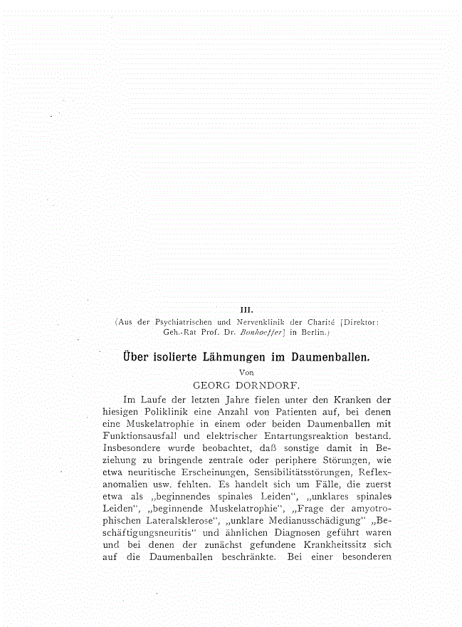 First page of Über isolierte Lähmungen im Daumenballen.