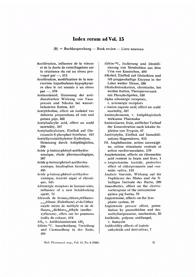 First page of Index rerum ad Vol. 15