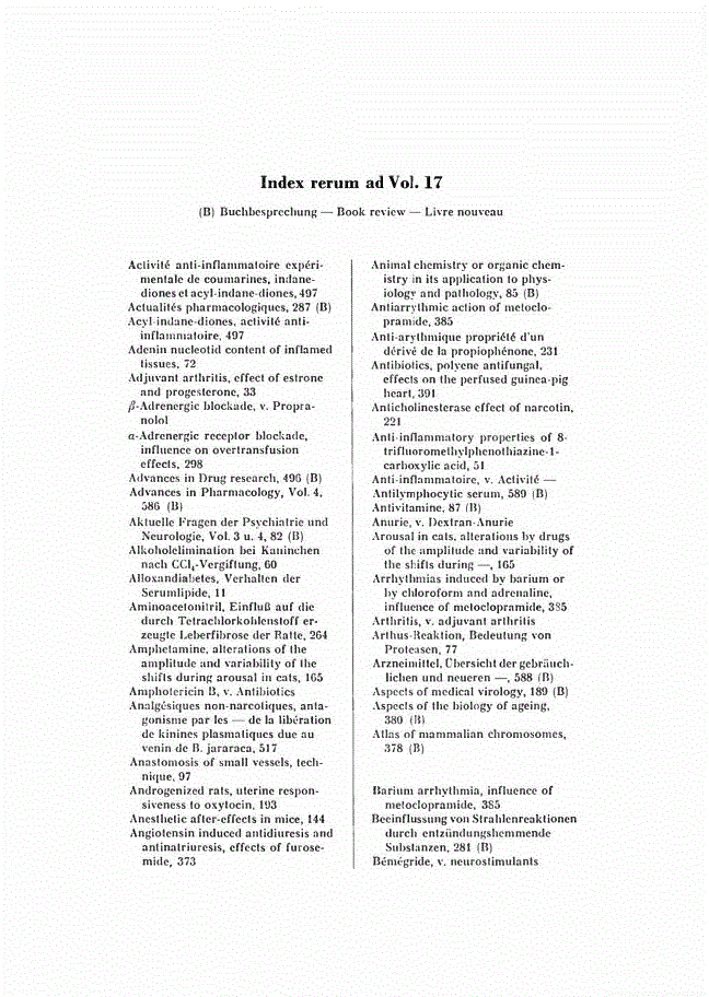 First page of Index rerum ad Vol. 17