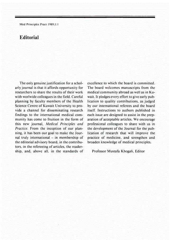 First page of Editorial