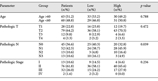 The relationship between clinicopathological parameters and RRM2 gene expression