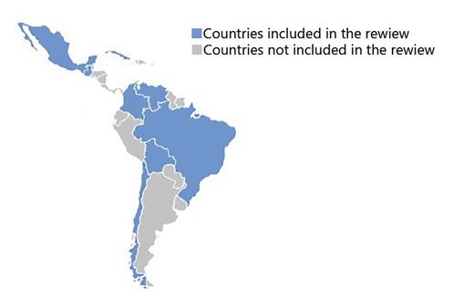 Fig. 2. Latin American countries included in studies from the literature review.