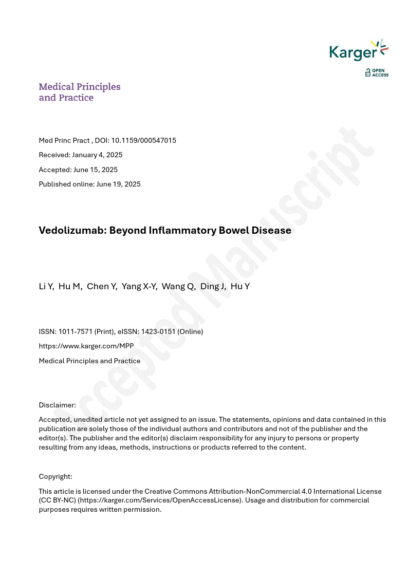 First page of Vedolizumab: Beyond Inflammatory Bowel Disease 
