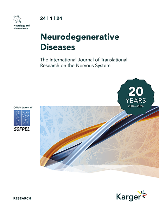 Neurodegenerative Diseases Cover Image for Volume 24, Issue 1