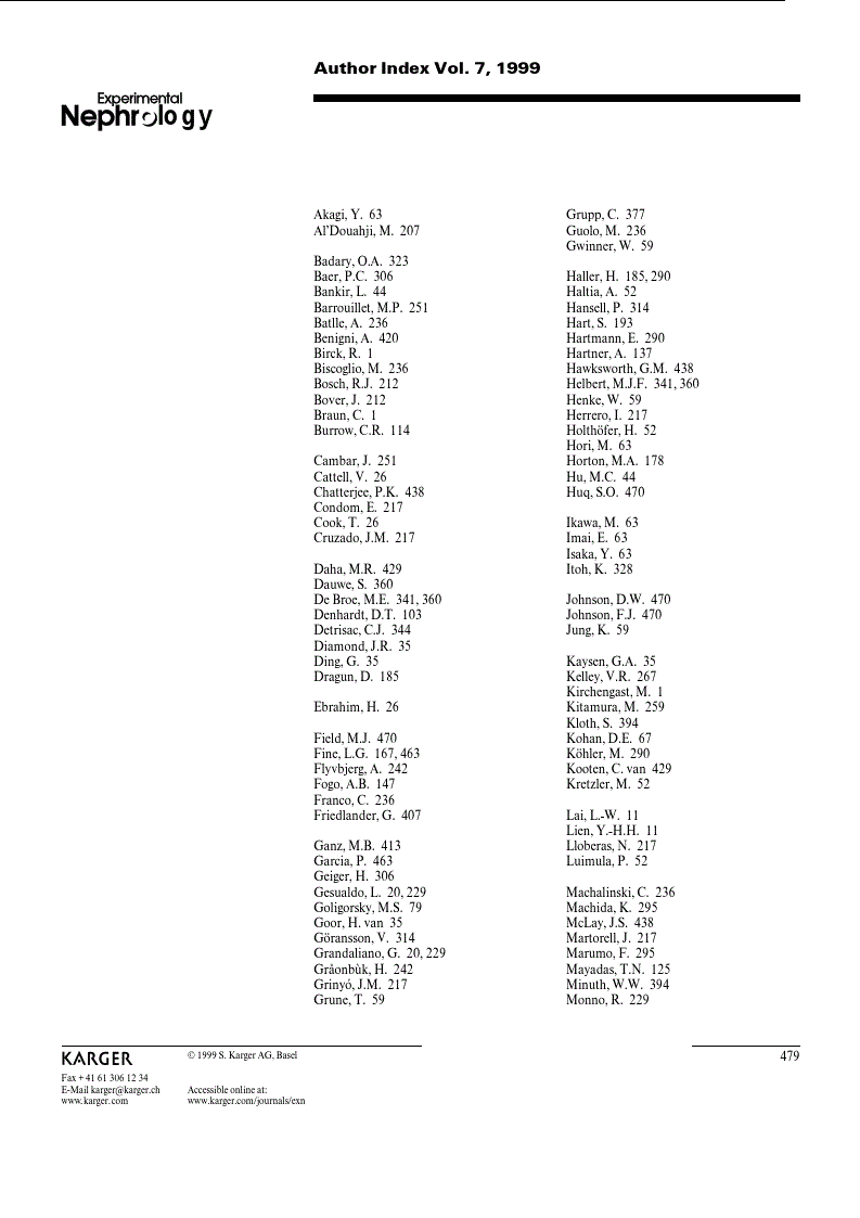 First page of Author Index Vol. 7, 1999