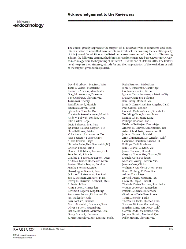 First page of Acknowledgement to the Reviewers