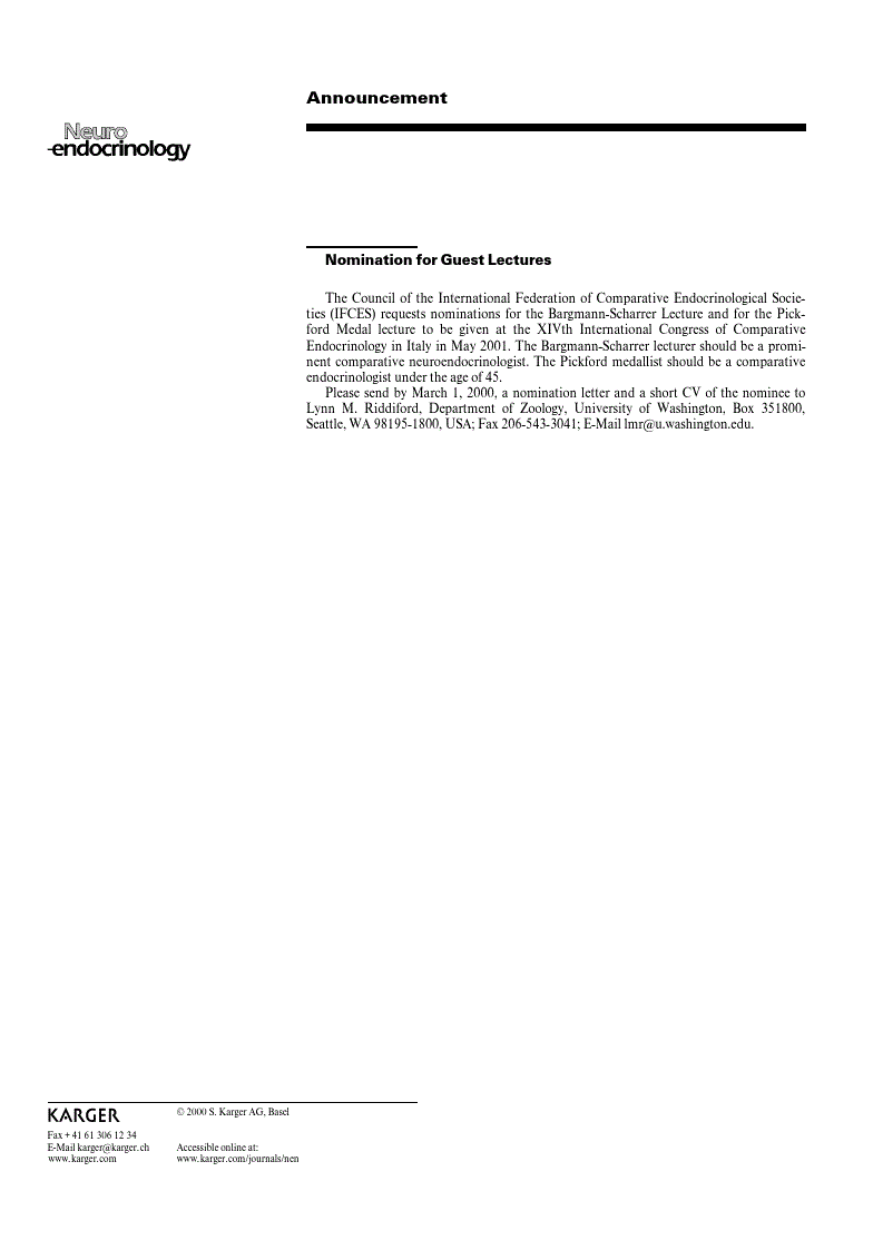 First page of Announcement