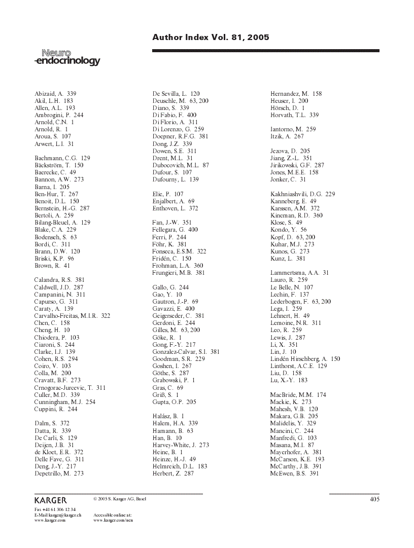 First page of Author Index Vol. 81, 2005