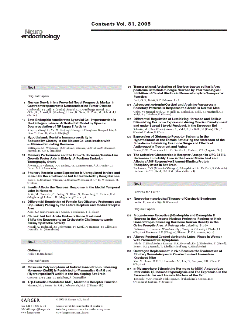 First page of Contents Vol. 81, 2005