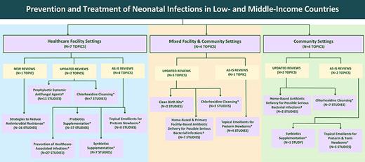 Flow diagram of review topics. *Prevention interventions. †Treatment interventions.