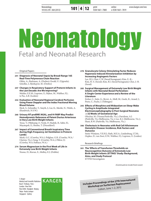 Neonatology Cover Image for Volume 101, Issue 4