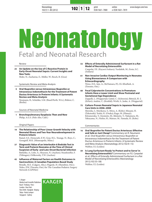 Neonatology Cover Image for Volume 102, Issue 1