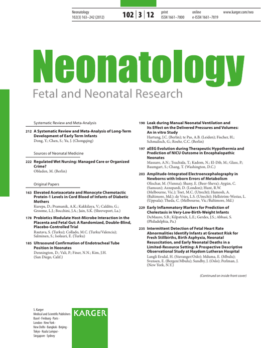 Neonatology Cover Image for Volume 102, Issue 3