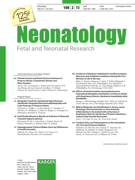 Neonatology Cover Image for Volume 108, Issue 2
