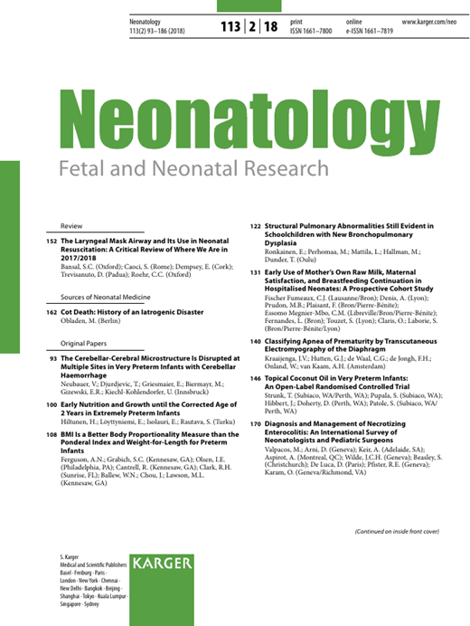 Neonatology Cover Image for Volume 113, Issue 2