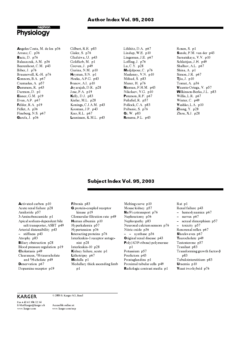 First page of Author and Subject Index Vol. 95, 2003