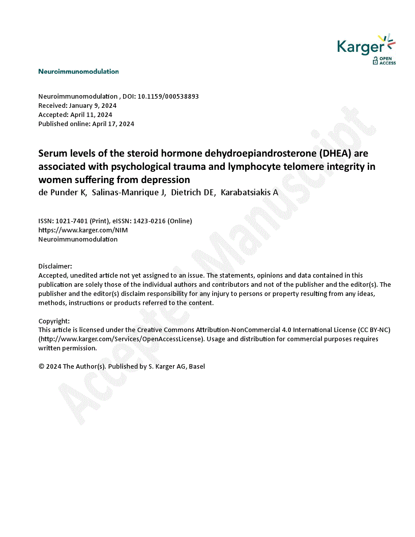 Serum levels of the steroid hormone dehydroepiandrosterone (DHEA) are