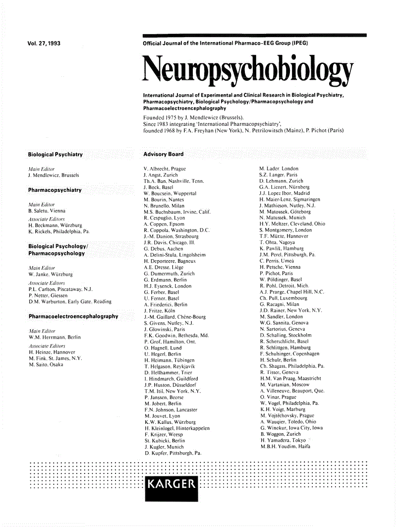 First page of Contents, Vol. 27, 1993