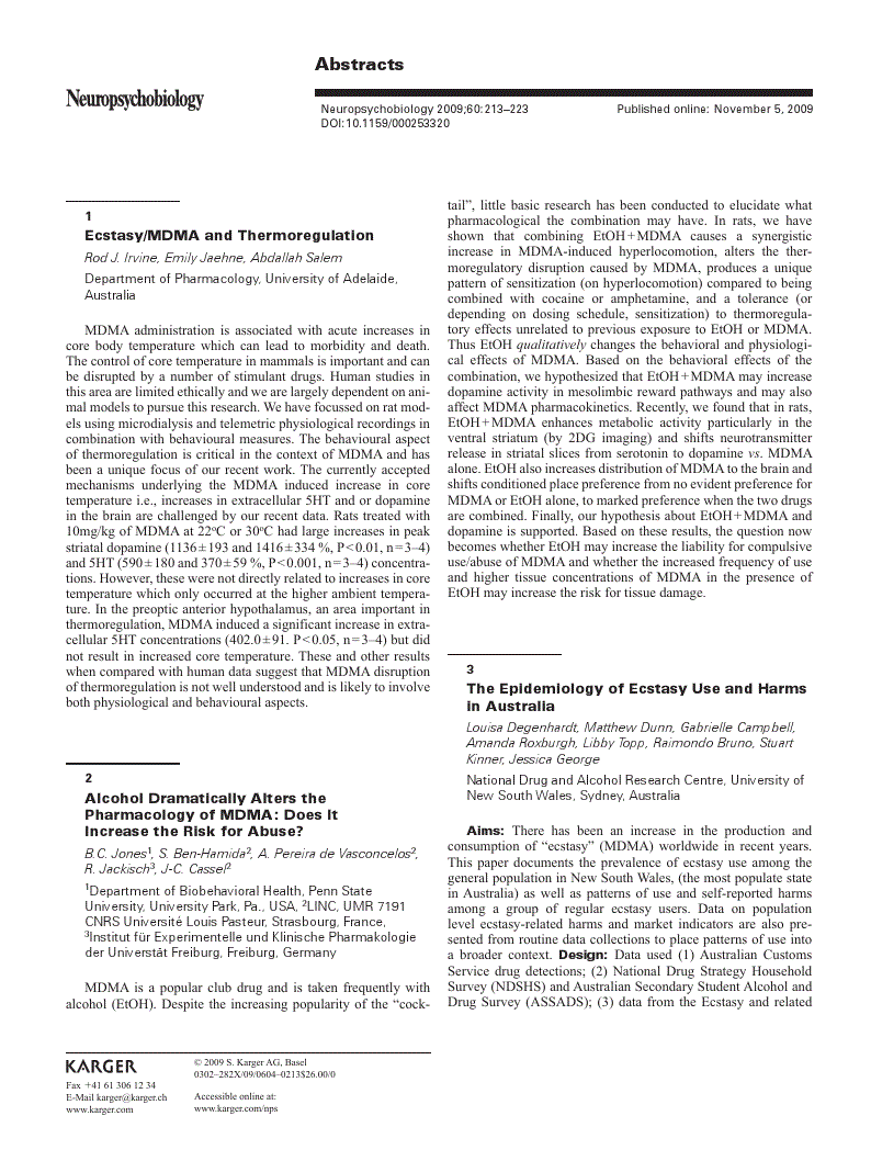 First page of Abstracts