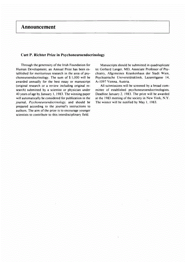 First page of Announcement