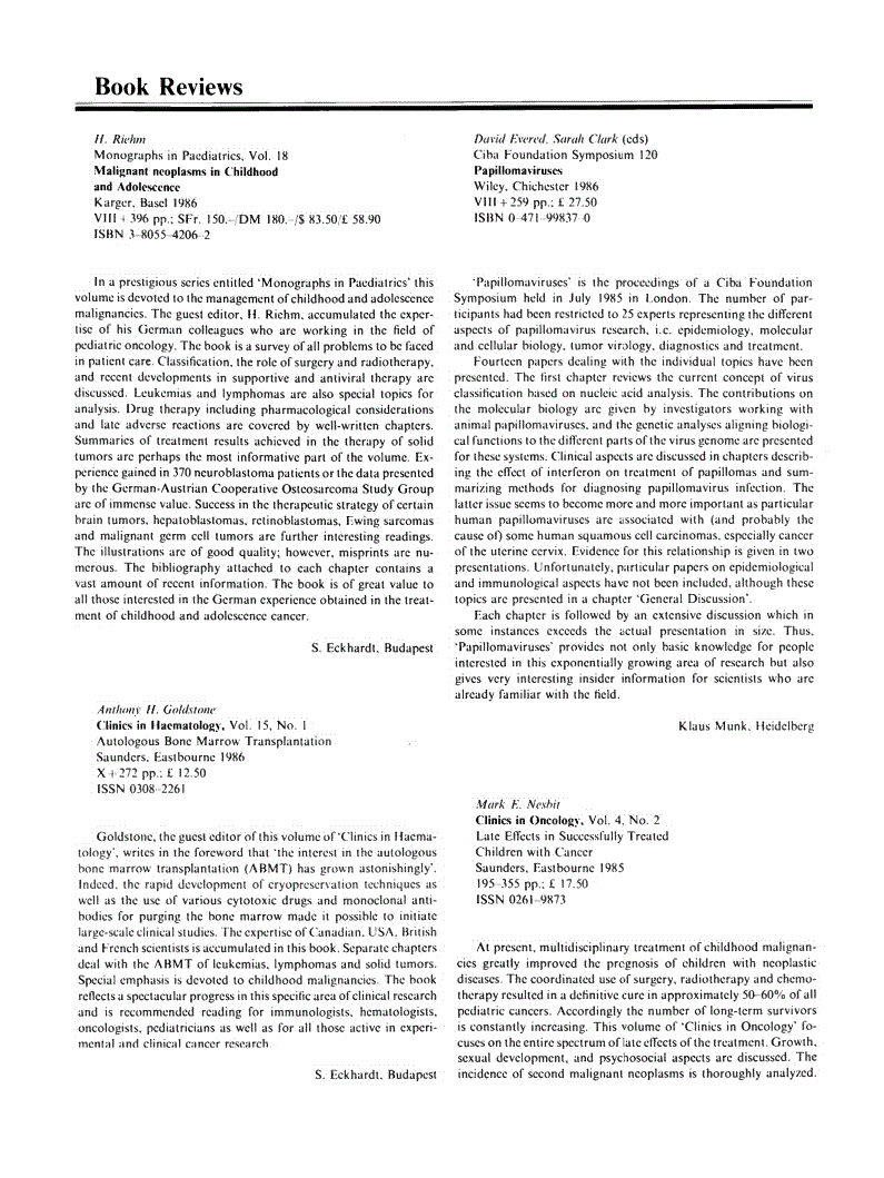 First page of Book Reviews
