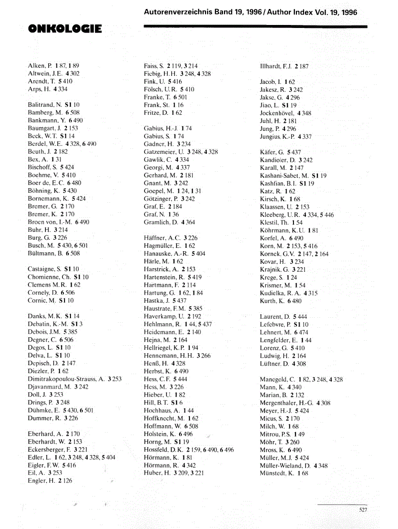 First page of Author Index Vol. 19,1996
