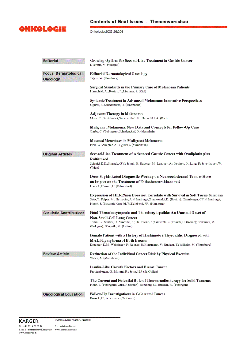 First page of Contents of Next Issues · Themenvorschau