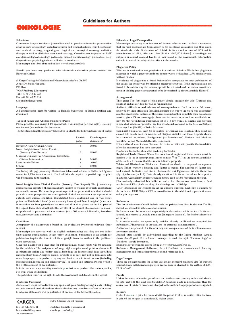 First page of Guidelines for Authors